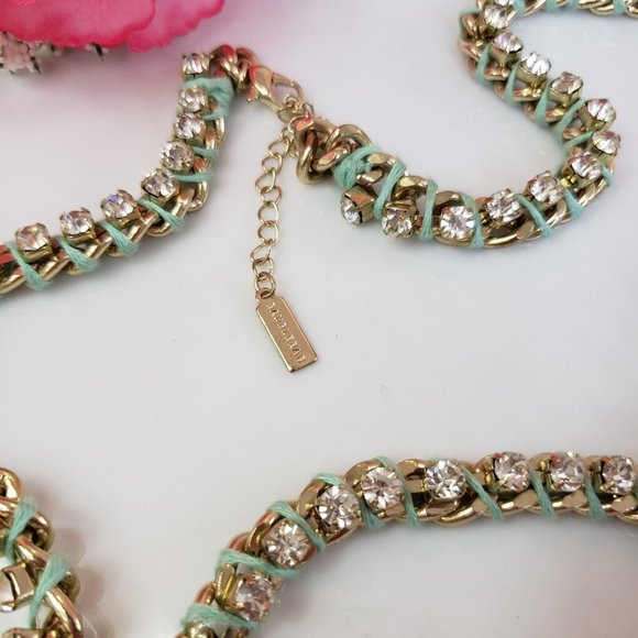 BAUBLEBAR Gold Tone Rhinestone Chain Pendant Necklace 24" long - Picture 8 of 12